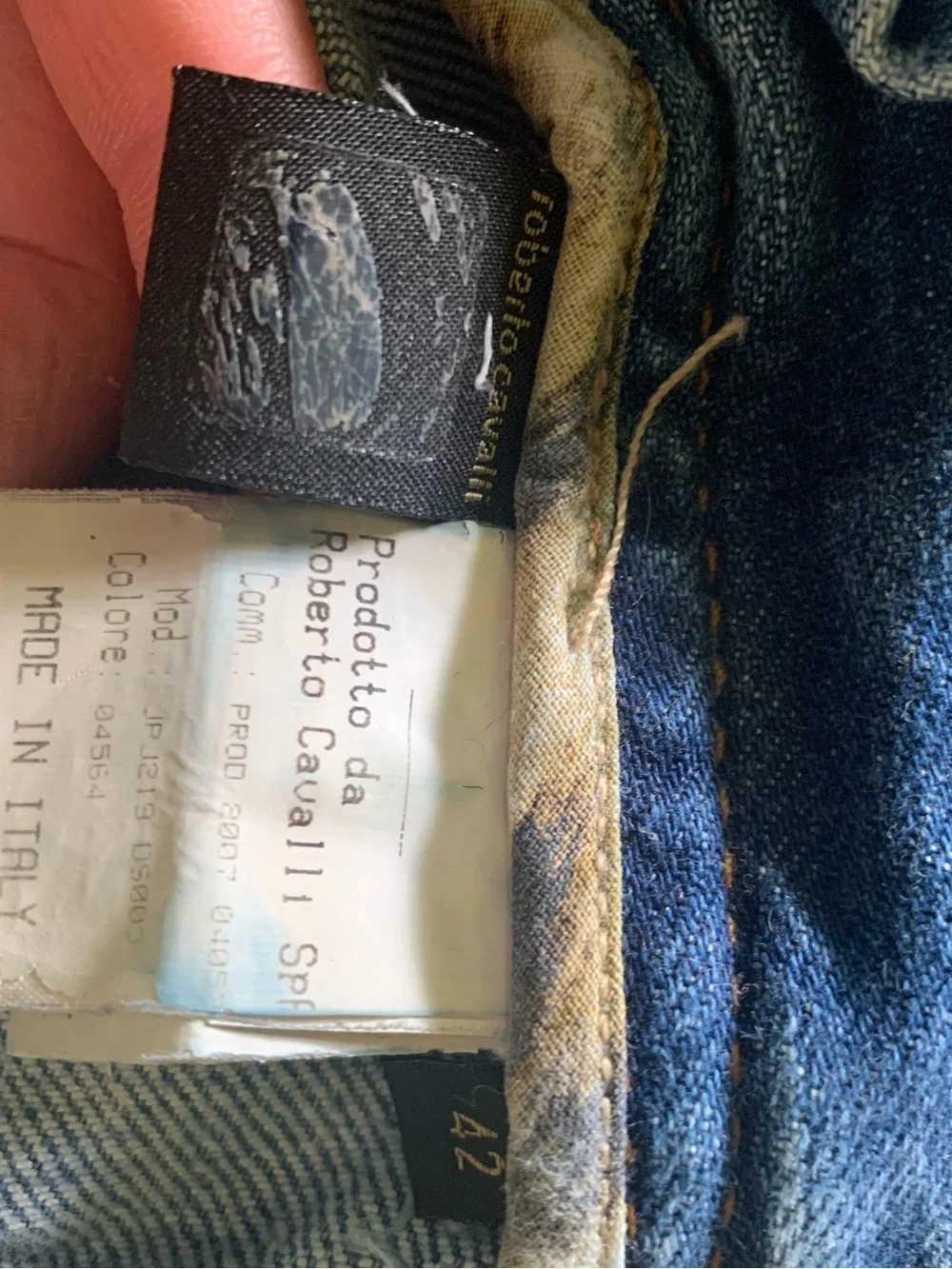 Roberto Cavalli Blue Distressed Straight-Leg Jeans Size 42 (US 6)